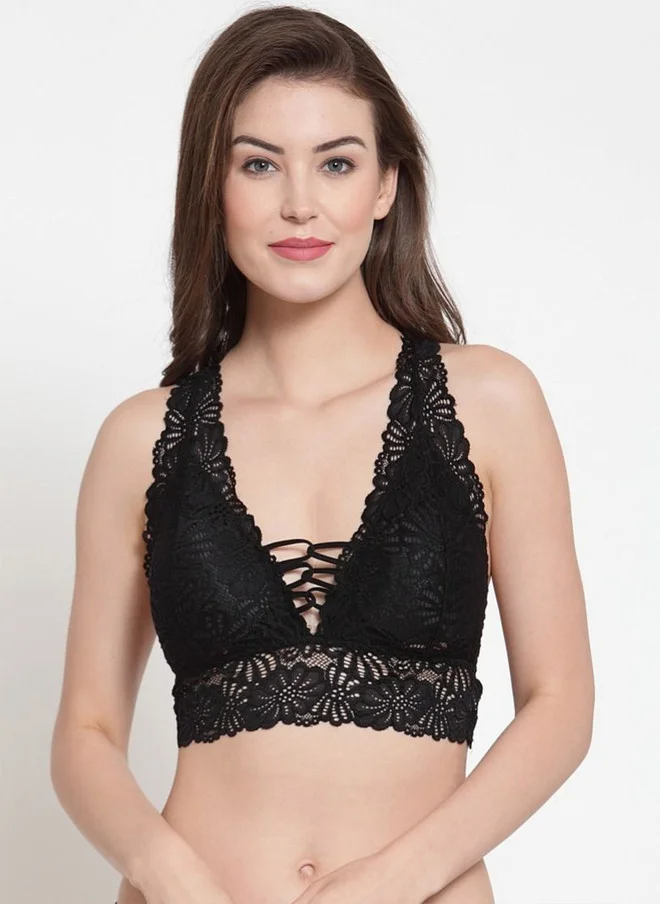 PRIZO PRIZO Women Floral Lace Full Coverage Lightly Padded Styled Back Bralette Bra